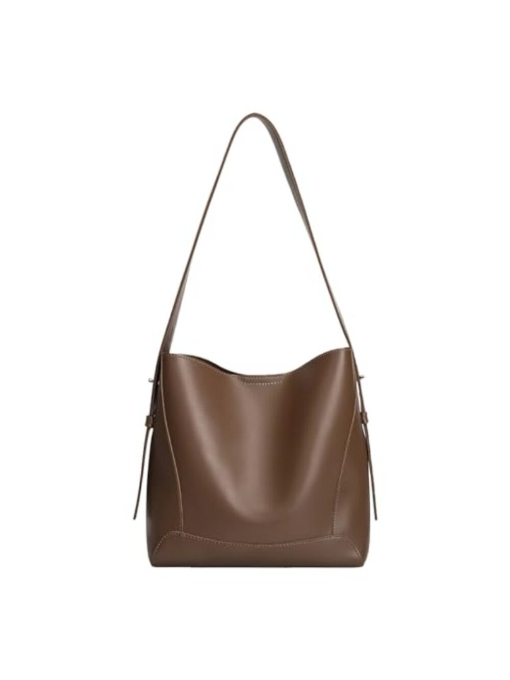 Women's PU Leather Bucket Shoulder Bag Adjustable Detachable Strap Hobo Purse